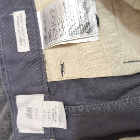 Men's H&M Chino Gray Pant Size 29 Skinny Fit Stretch - Picture 2 of 4